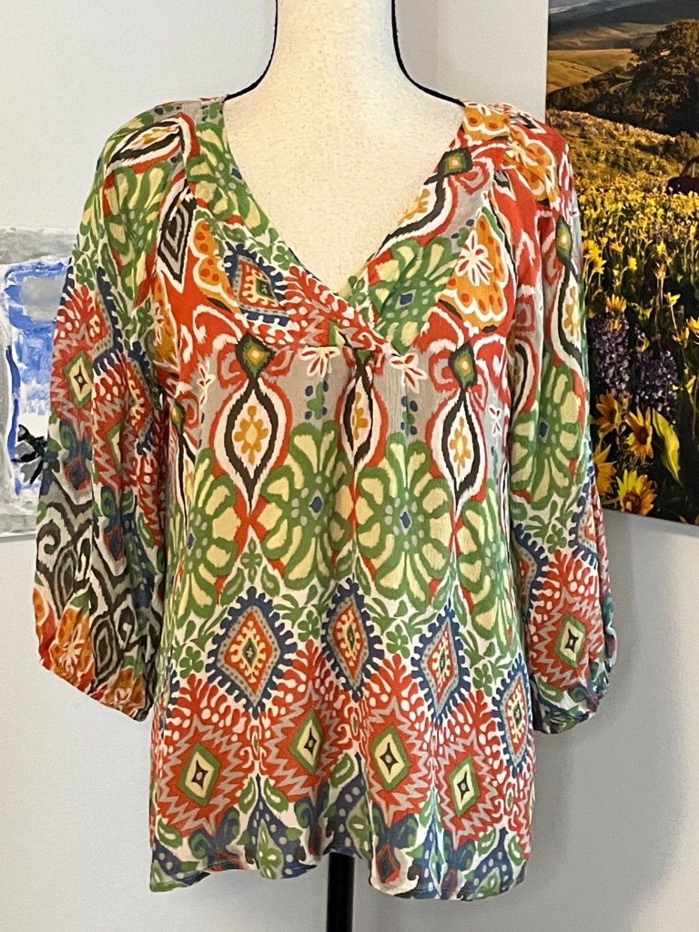 Sundance Silk Pullover Boho Blouse